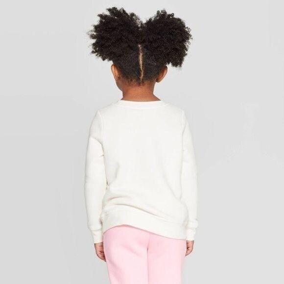 Girls 3T Cat & Jack Cream Unicorn Sweater With Gold Foil Design Long Sleeves Sof - Picture 2 of 2